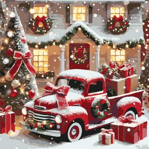 Christmas Red Truck diamond painting kit
