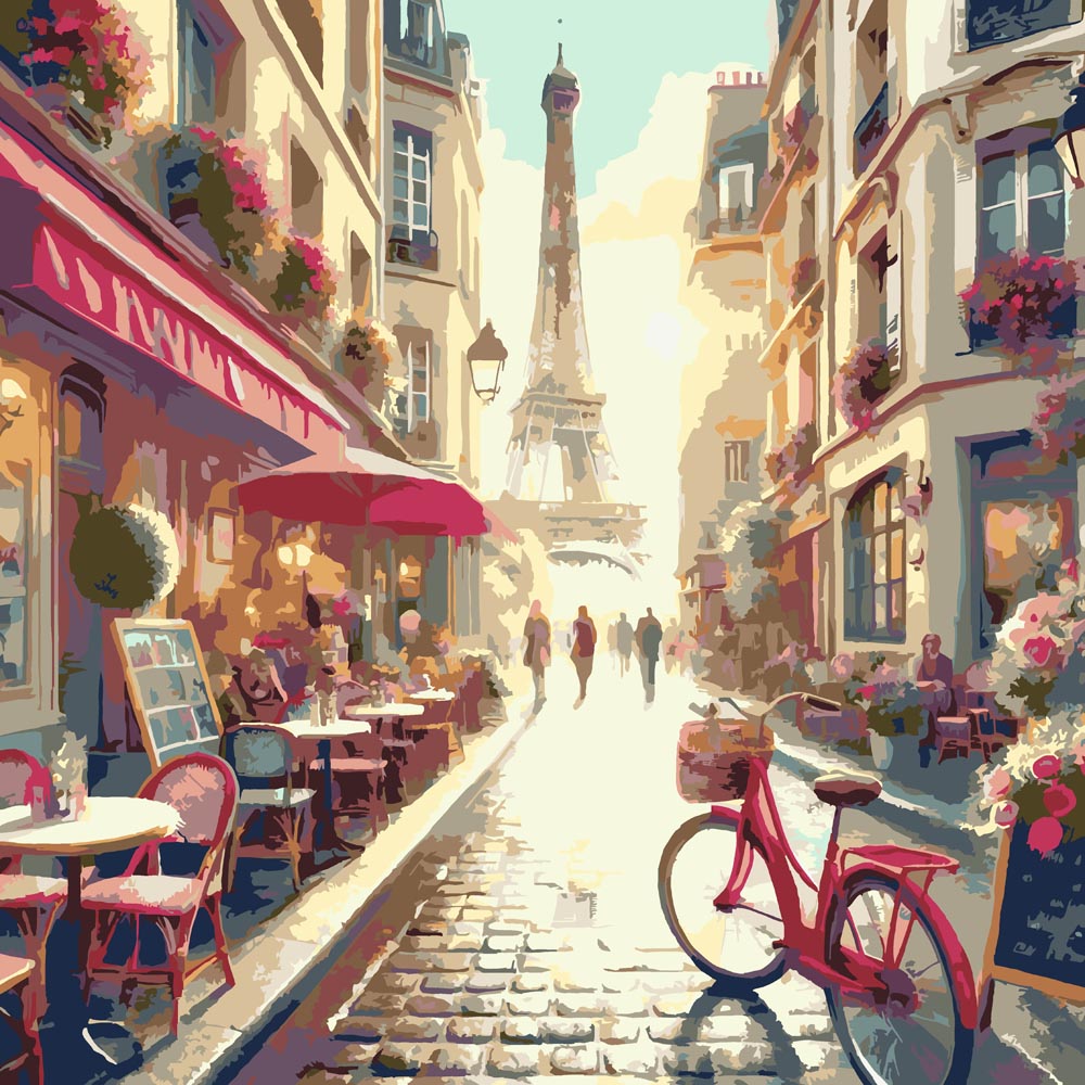 
Eiffel Tower Street Cafe diamond painting kit