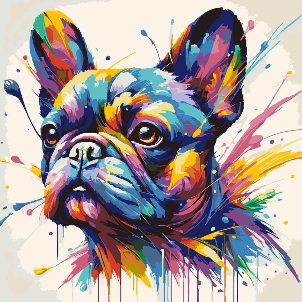 
Colorful Bulldog diamond painting kit