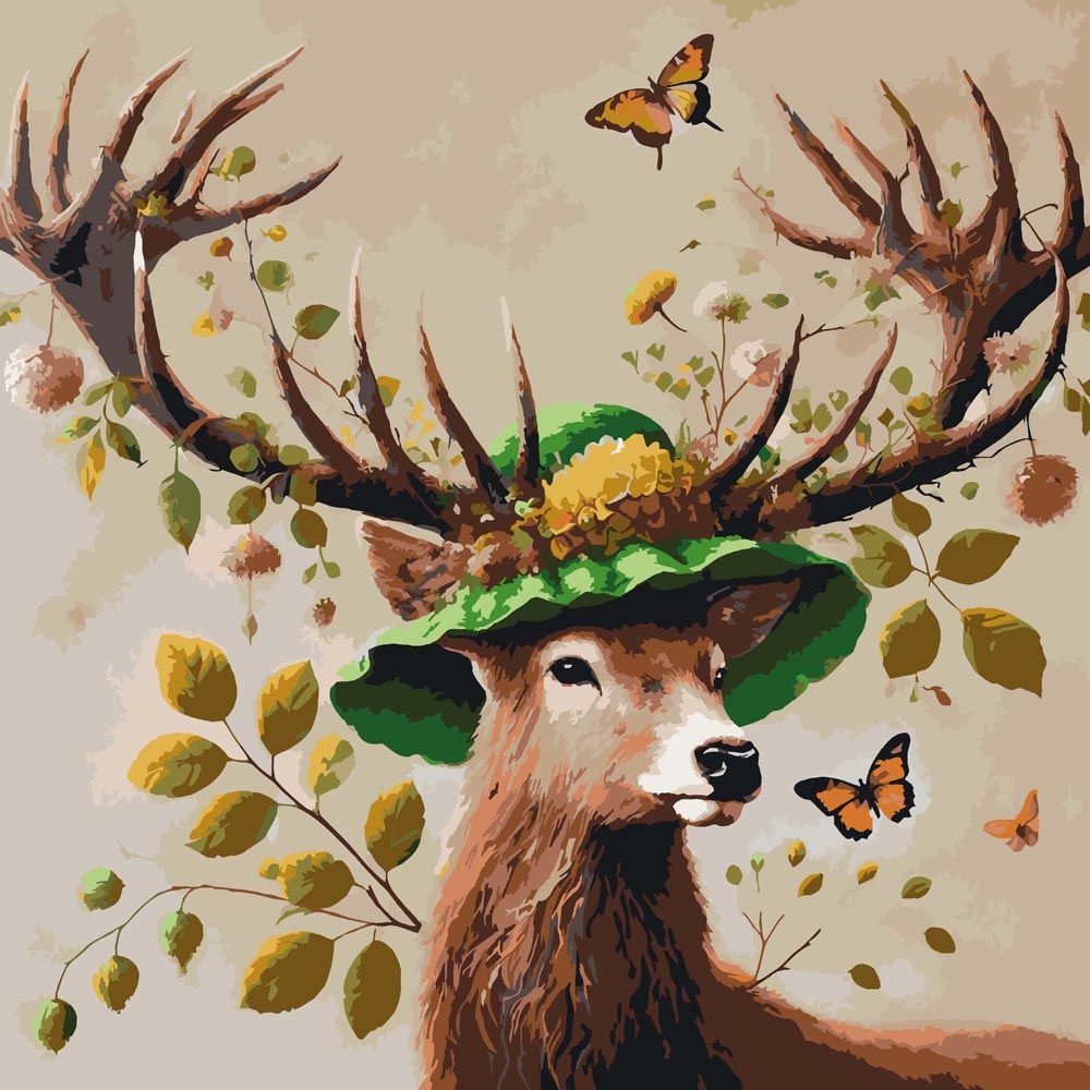 Diamond Painting - Deer with Green Hat