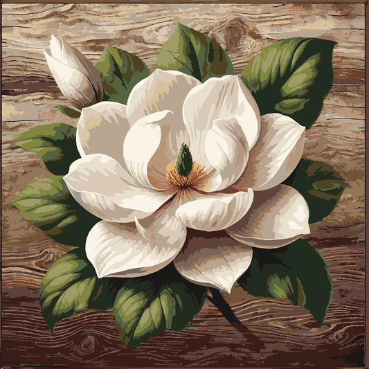 Diamond Painting - Magnolia on Wood