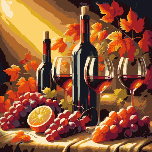 Diamond Painting - Wine and Grape Still Life