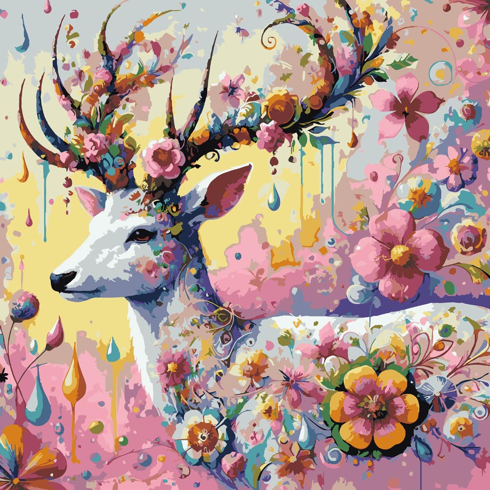 
Floral Deer Fantasy diamond painting kit