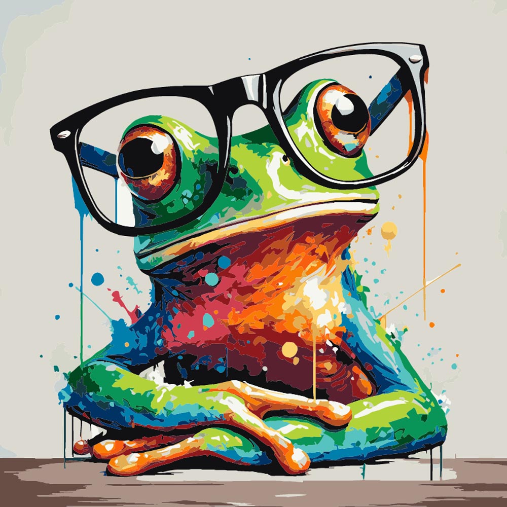 
Frog with Glasses diamond painting kit
