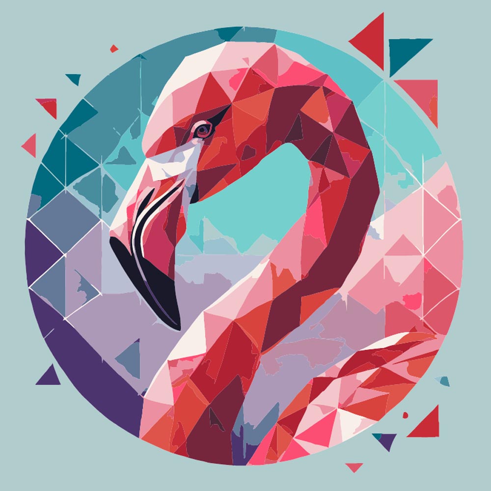 
Geometric Flamingo diamond painting kit