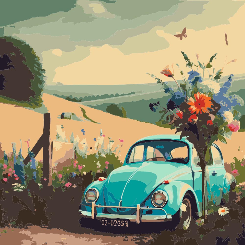 Diamond Painting - Vintage Car in Field