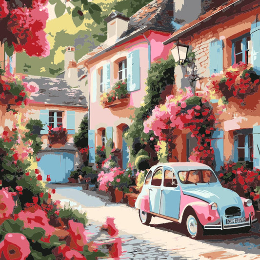 Diamond Painting - Car in Floral Village