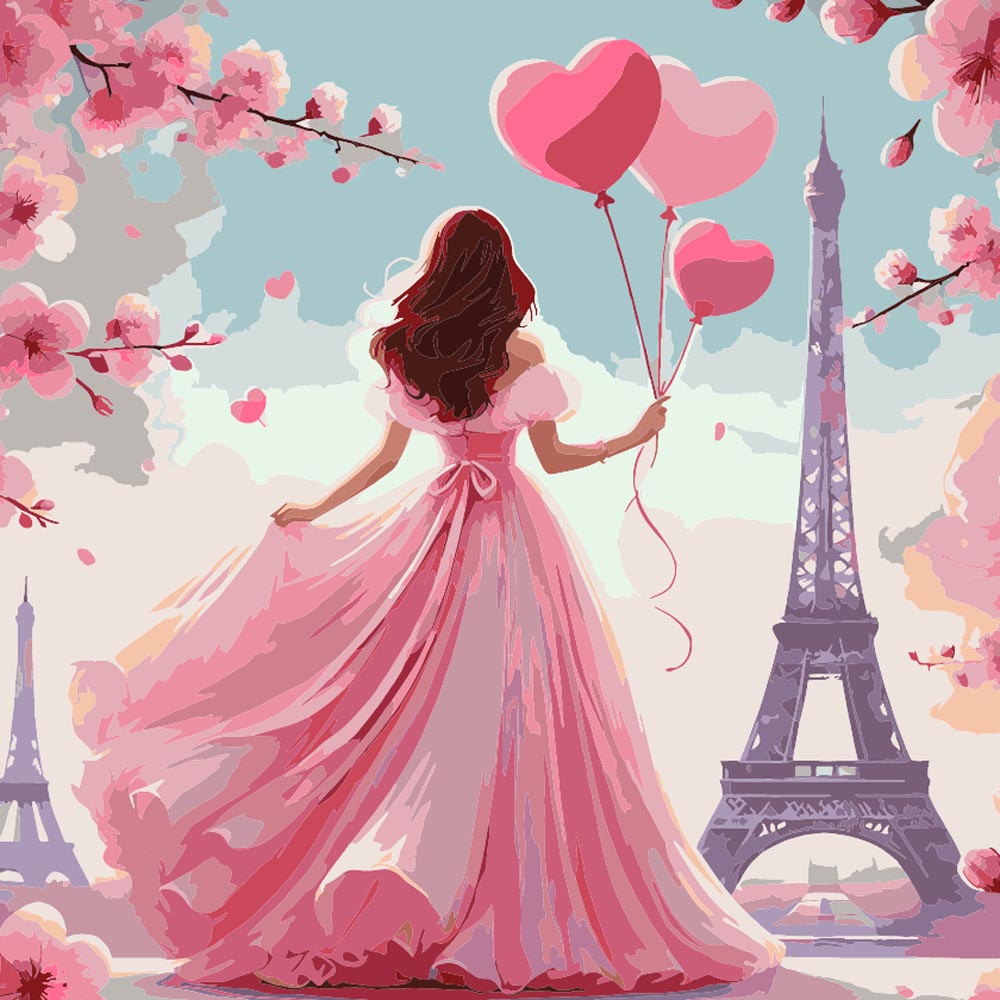 
Lady with Balloons Paris diamond painting kit