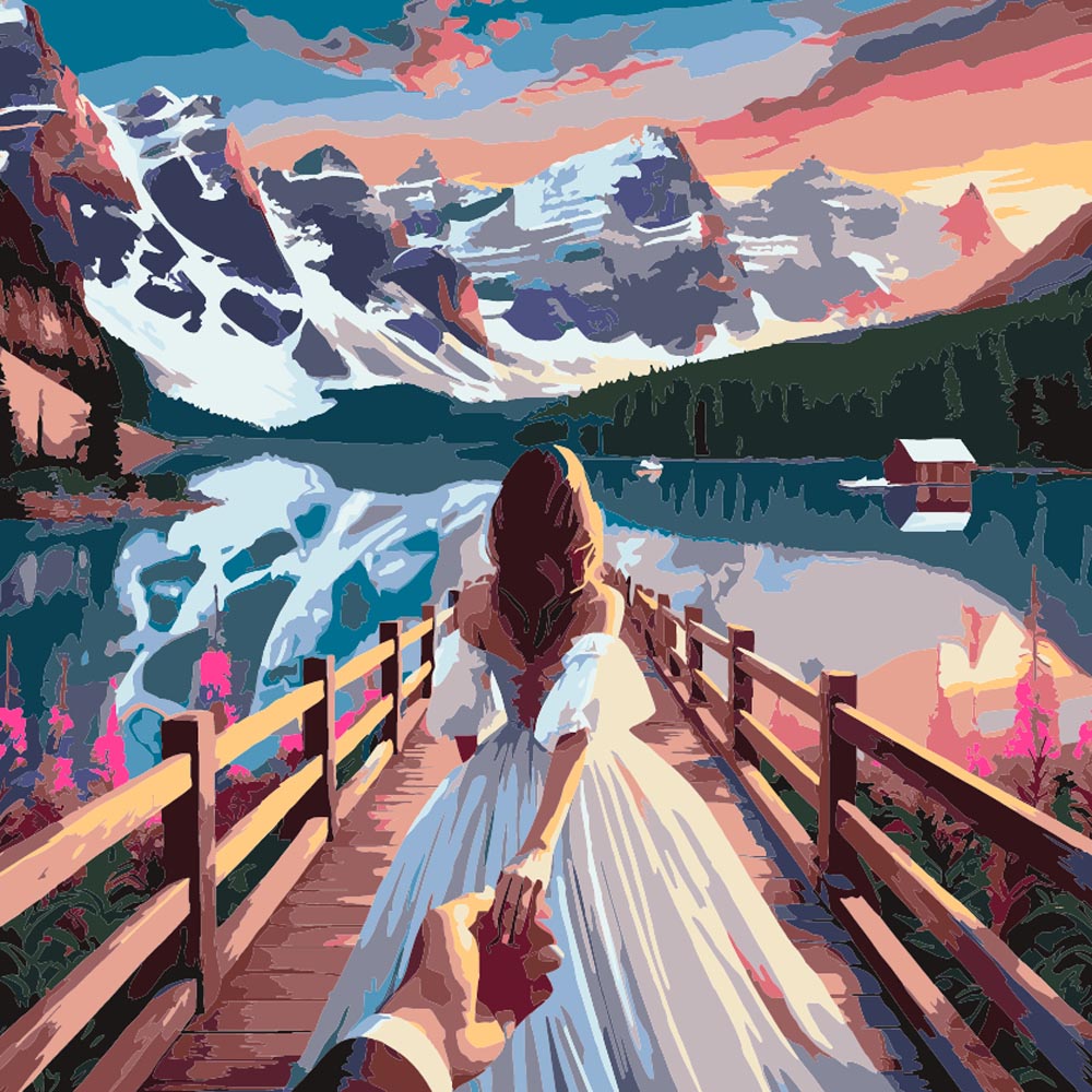 
Mountain Lake Bride diamond painting kit
