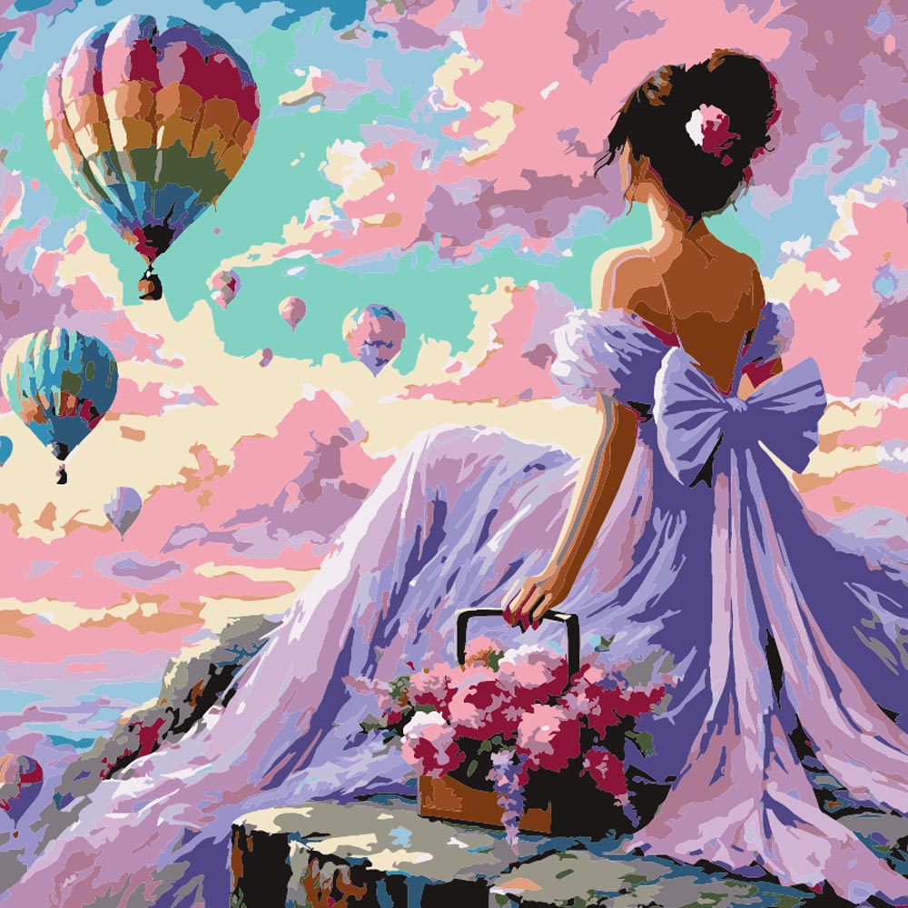 
Lady with Balloons diamond painting kit