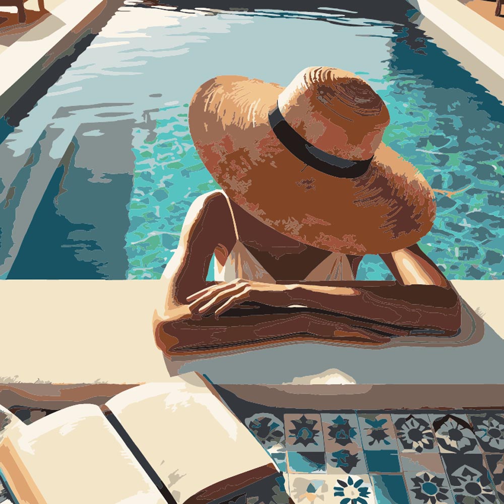 
Poolside Hat Lady diamond painting kit