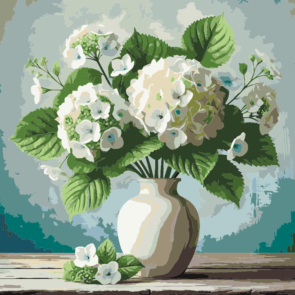 
White Flower Vase diamond painting kit