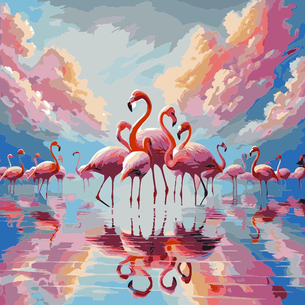 
Flamingo Reflections diamond painting kit