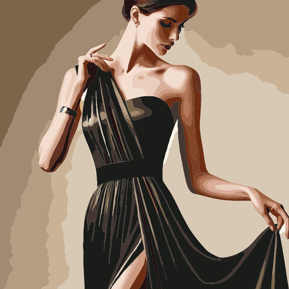 
Lady in Black Dress diamond painting kit
