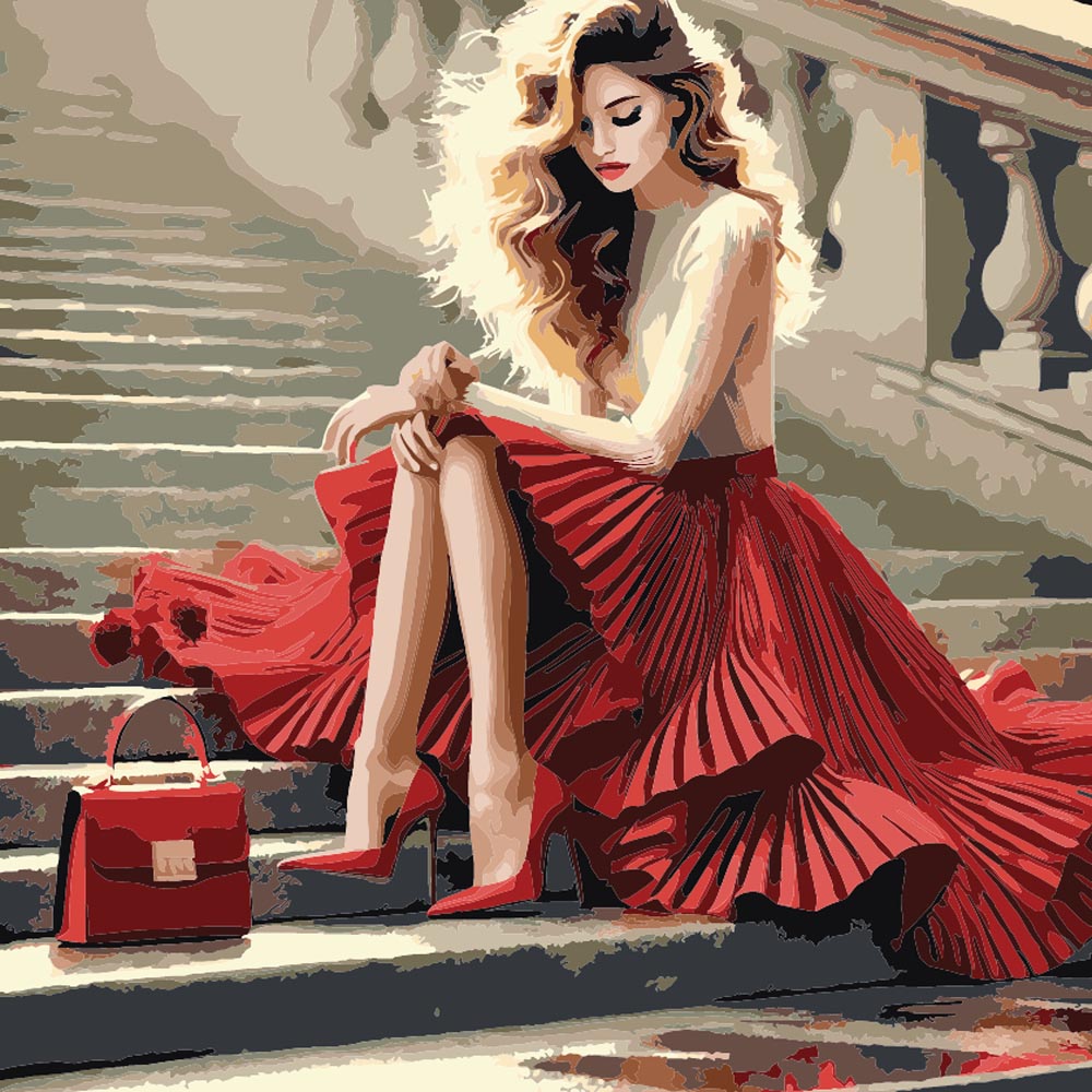 Diamond Painting - Red Skirt Lady