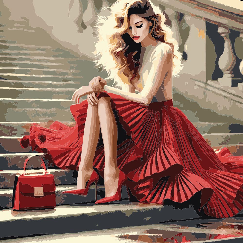 
Red Skirt Lady diamond painting kit