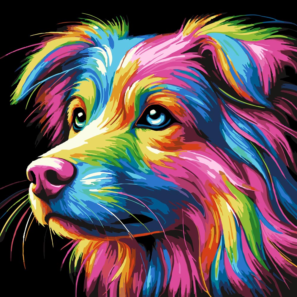 Multicolor Dog Face diamond painting kit