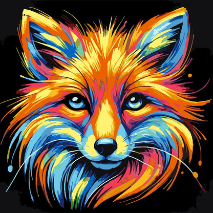 Diamond Painting - Rainbow Fox Illustration