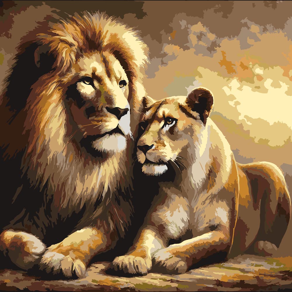 
Lion Couple diamond painting kit