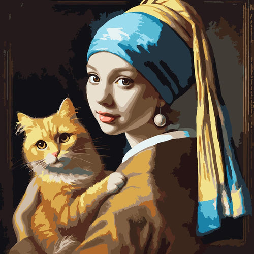 Girl with Cat diamond painting kit