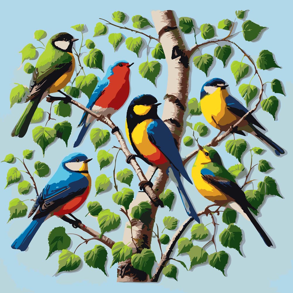 
Birds Sittin diamond painting kit