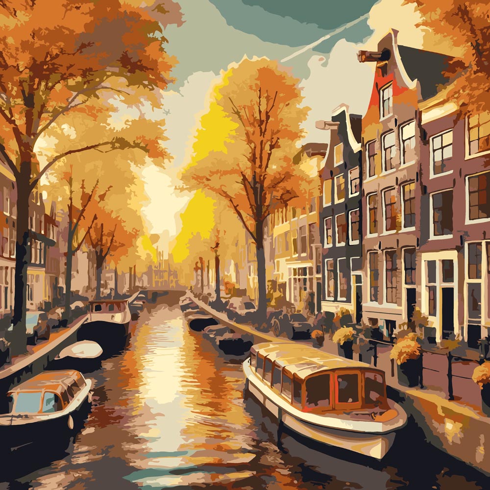 View of Amsterdams Canals diamond painting kit