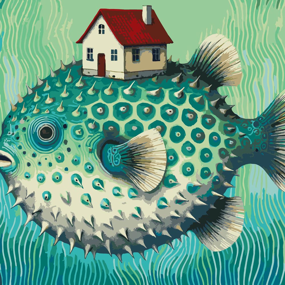 
House Fish diamond painting kit