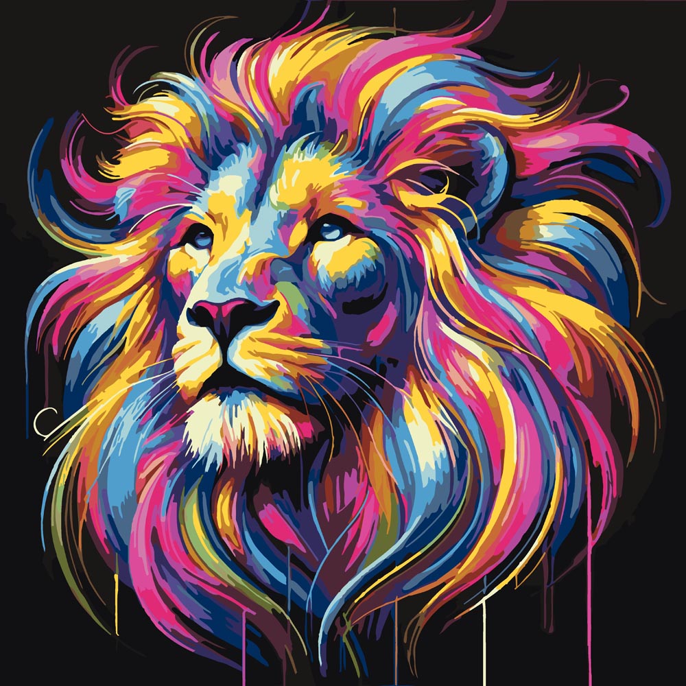 
Neon Lion diamond painting kit