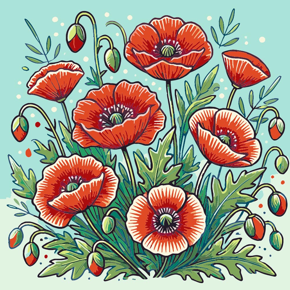 
Red Poppies diamond painting kit