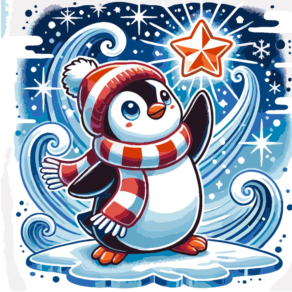 Winter Penguin diamond painting kit
