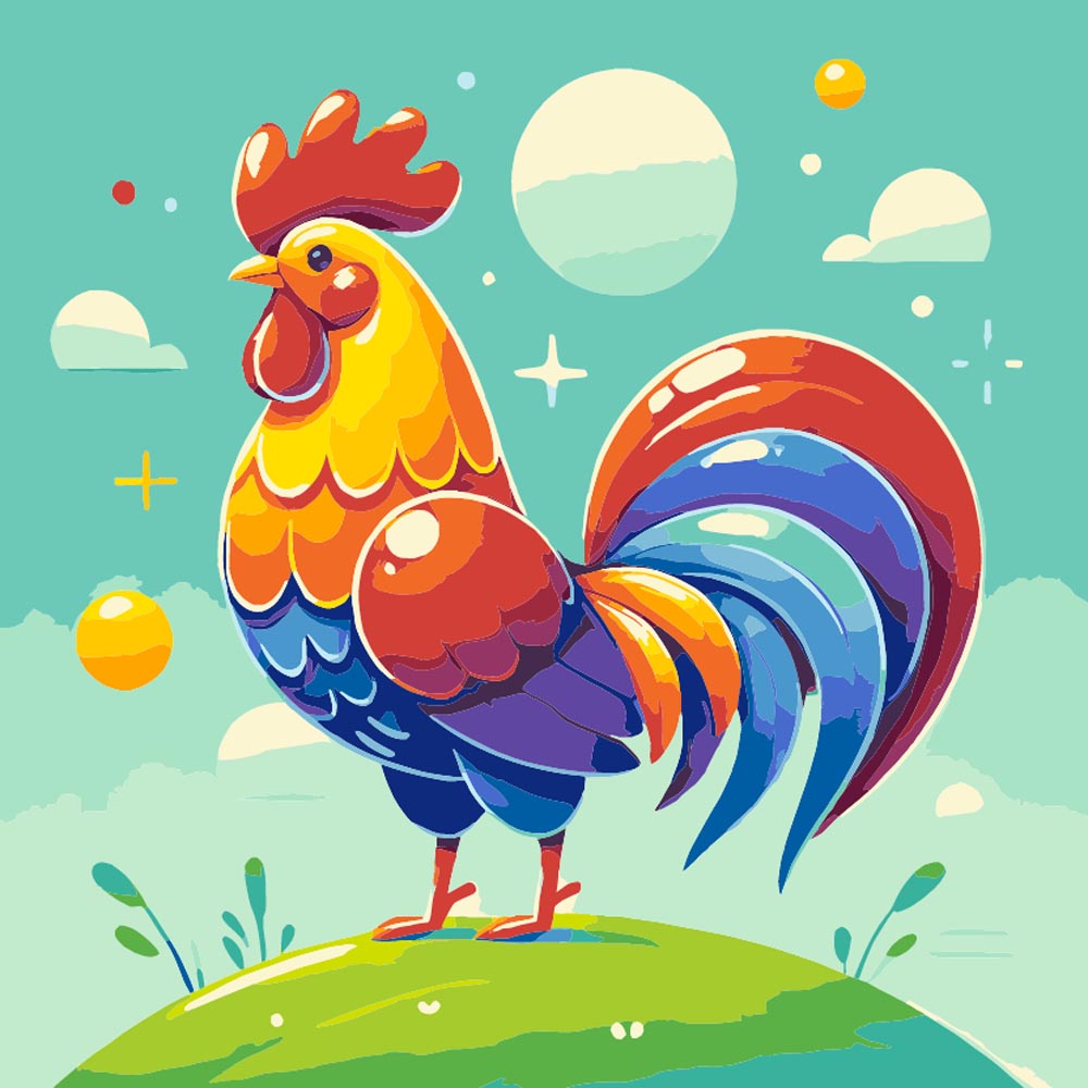 
Colorful Rooster diamond painting kit