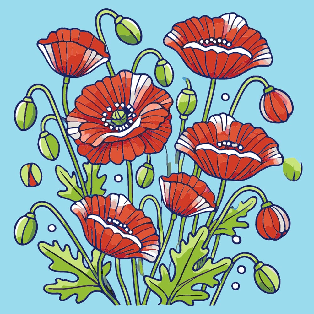 
Red Poppy Garden diamond painting kit