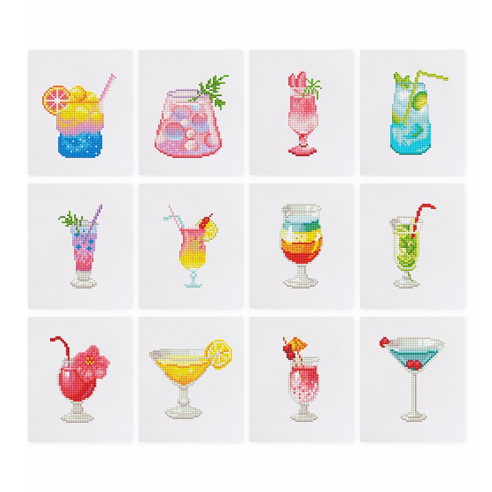 
Diamond Painting - 12 Mini-Paintings | Colorful Cocktail Set