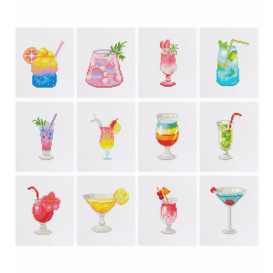 Diamond Painting - 12 Mini-Paintings | Colorful Cocktail Set