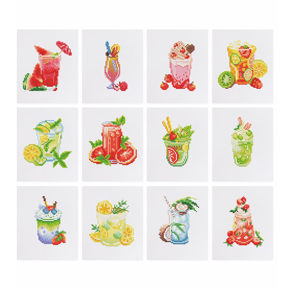 
Diamond Painting - 12 Mini-Paintings | Colorful Cocktail Set 2