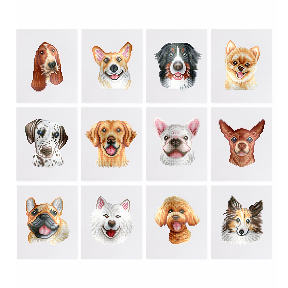 
Diamond Painting - 12 Mini-Paintings | Dog Set