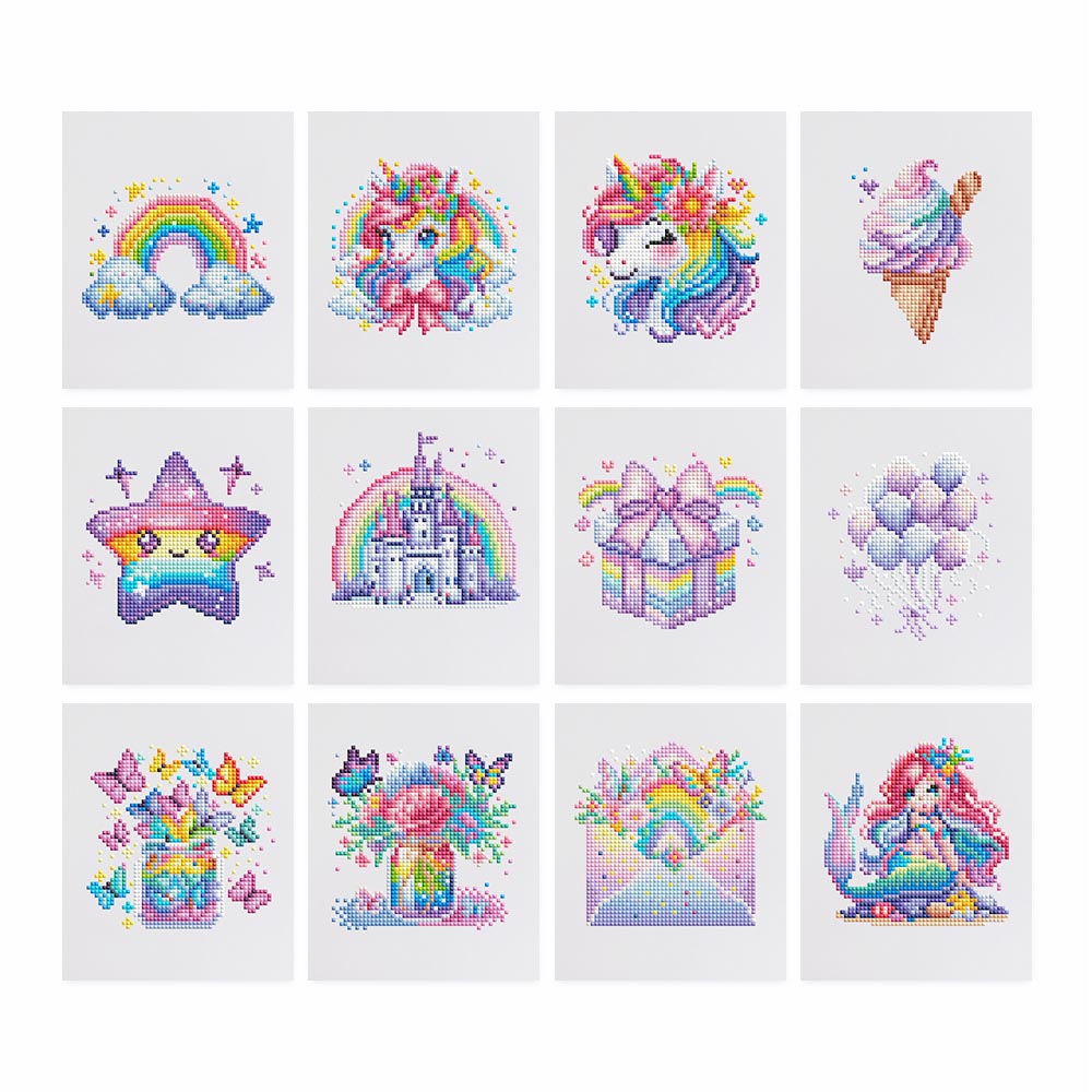 Diamond Painting - 12 Mini-Paintings | Unicorn Glitter Set