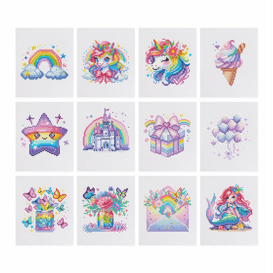 Diamond Painting - 12 Mini-Paintings | Unicorn Glitter Set