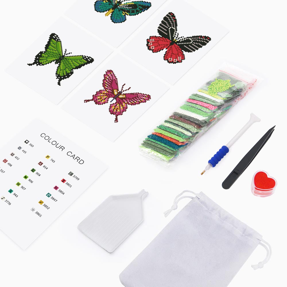 Diamond Painting - 4 Mini-Paintings | Butterflys