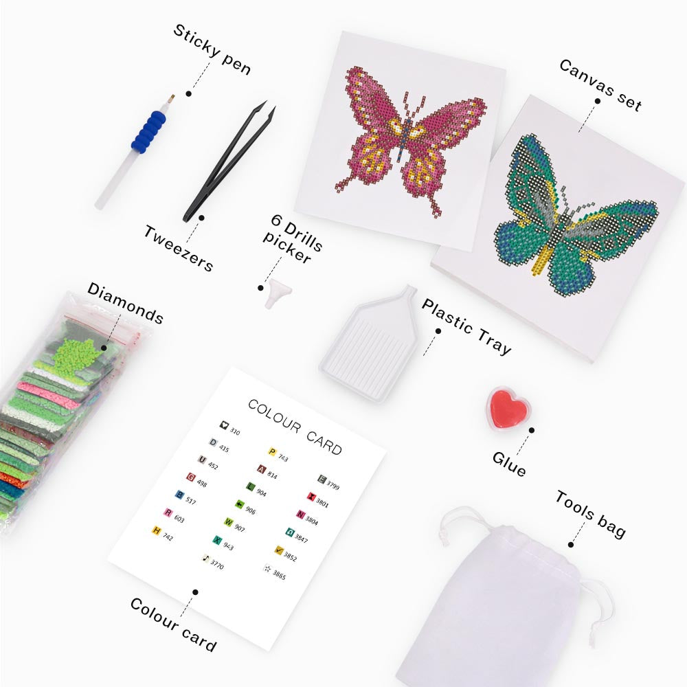 Diamond Painting - 4 Mini-Paintings | Butterflys