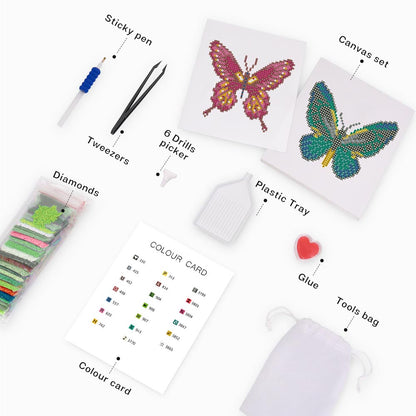 Diamond Painting - 4 Mini-Paintings | Butterflys