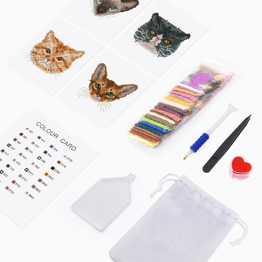 Diamond Painting - 4 Mini-Paintings | Cats