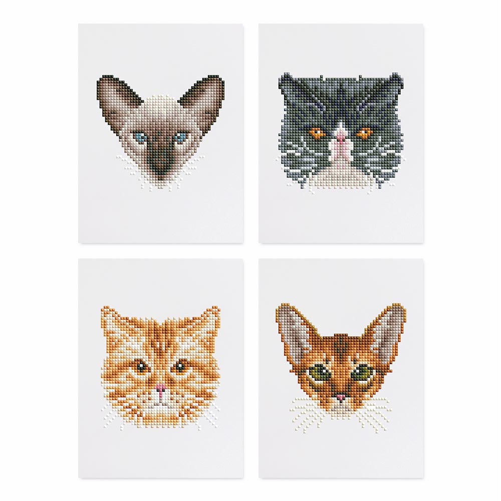 
Diamond Painting - 4 Mini-Paintings | Cats