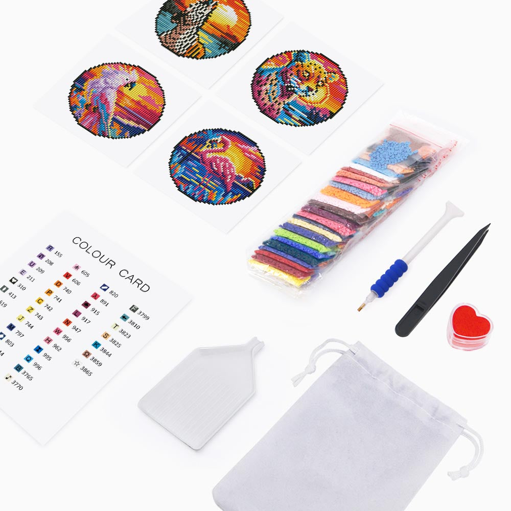 Diamond Painting - 4 Mini-Paintings | Safari