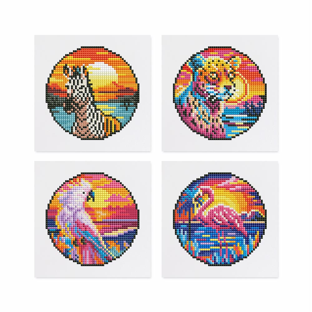 
4 Mini-Paintings – Safari diamond painting kit