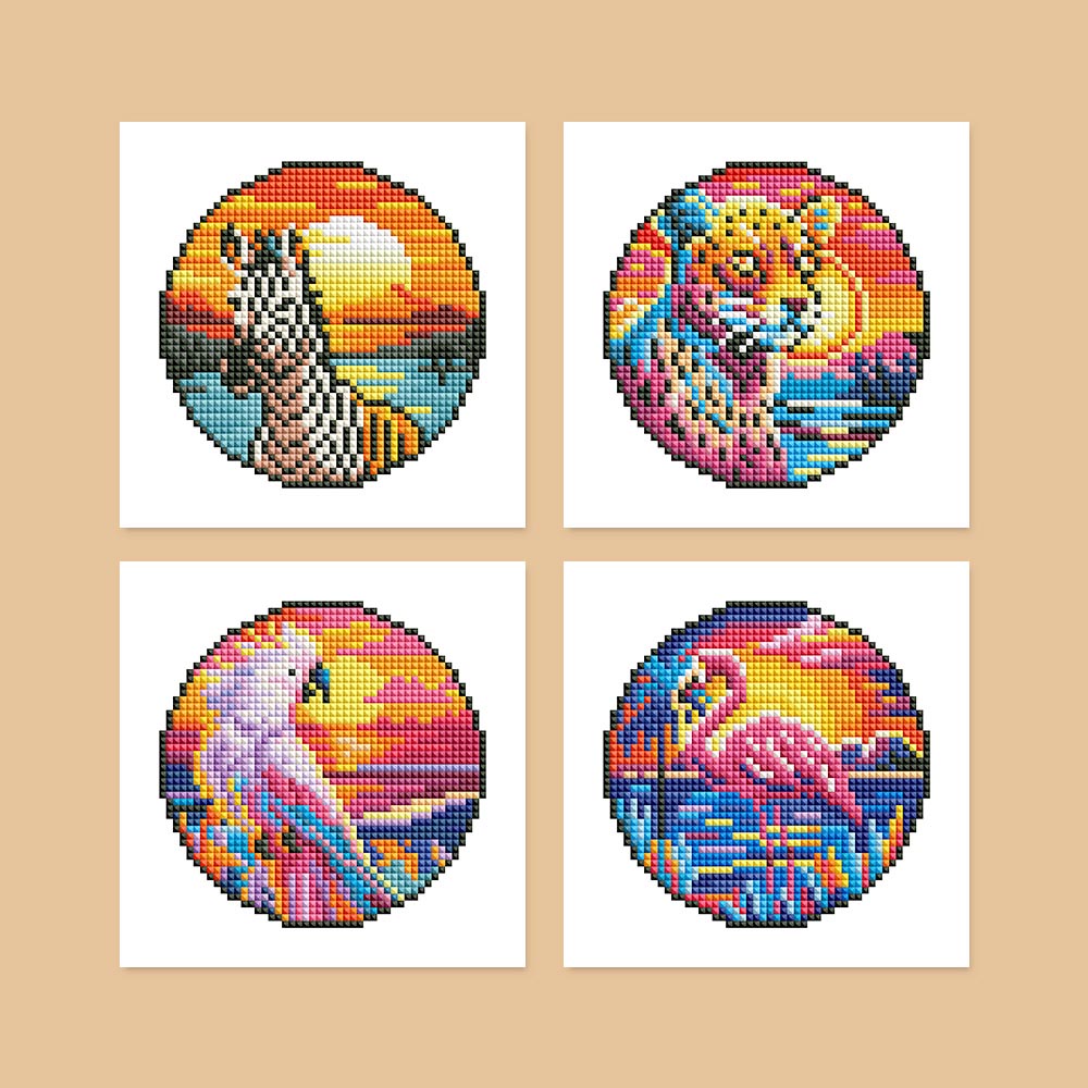 Diamond Painting - 4 Mini-Paintings | Safari