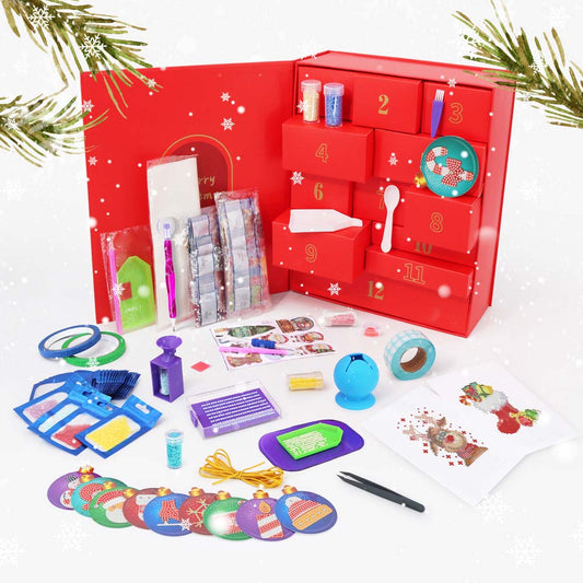 Diamond Painting - 12-Day Countdown Box – Santa’s Surprise Edition (12 Compartments)