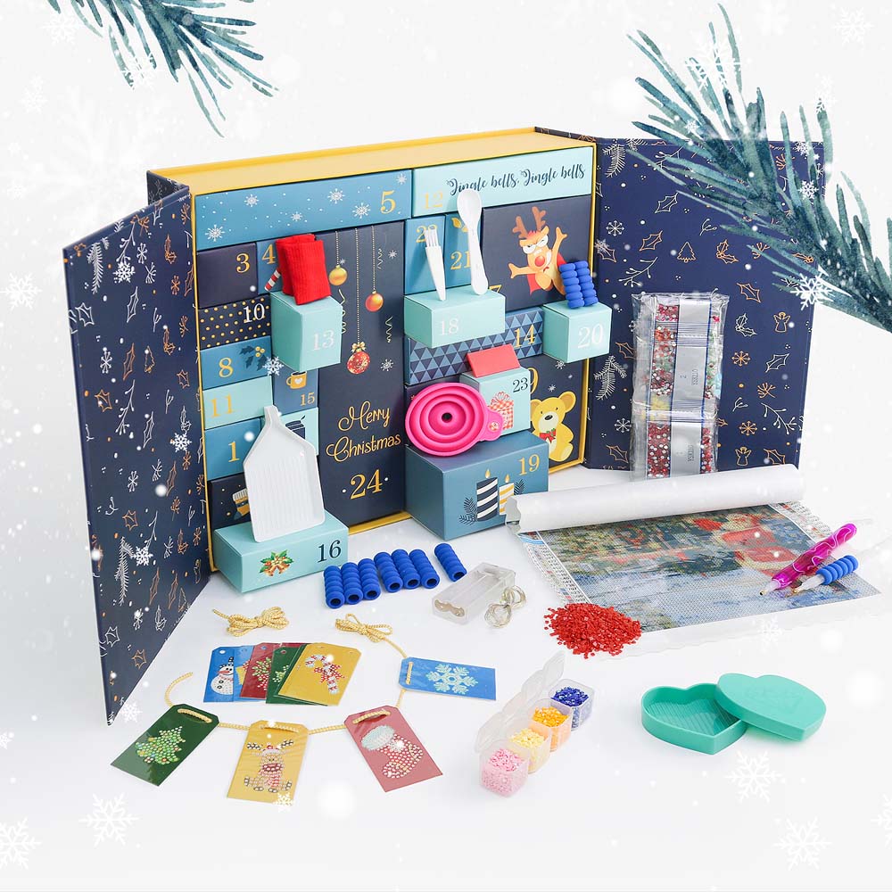 Diamond Painting - Advent Calendar - Midnight Gold Edition (24 Doors)