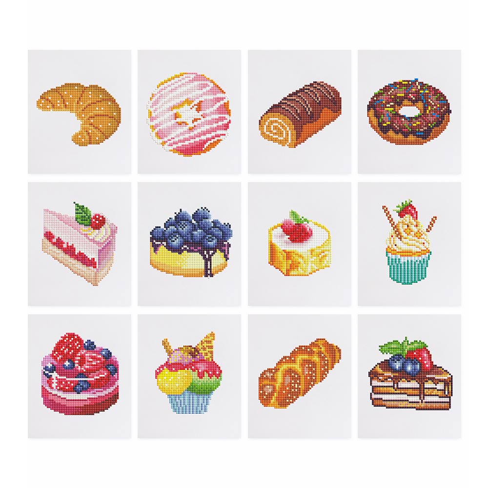 
Diamond Painting - 12 Mini-Paintings | Bakery Set