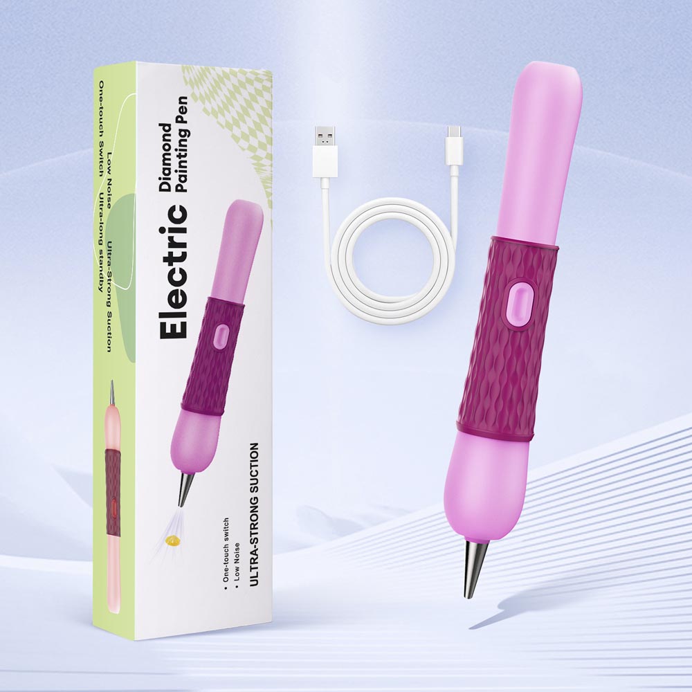 Lilac-Plum - Electric Diamond Painting Pen – SilentPro™ – Ultra-Quiet, Rechargeable, and Adhesive-Free